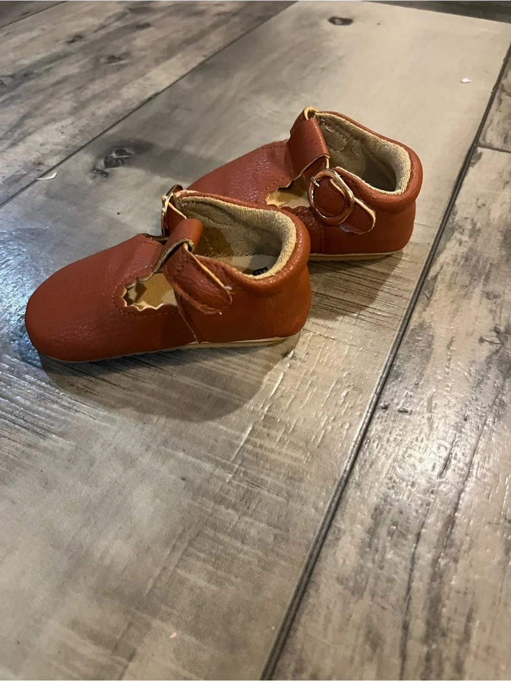 Brown Faux Leather Baby Mary Jane Shoes 6-12 Months